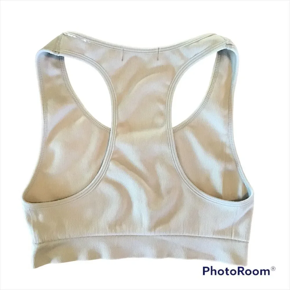 SKL Gray Ribbed Racerback Sports Bra Large
